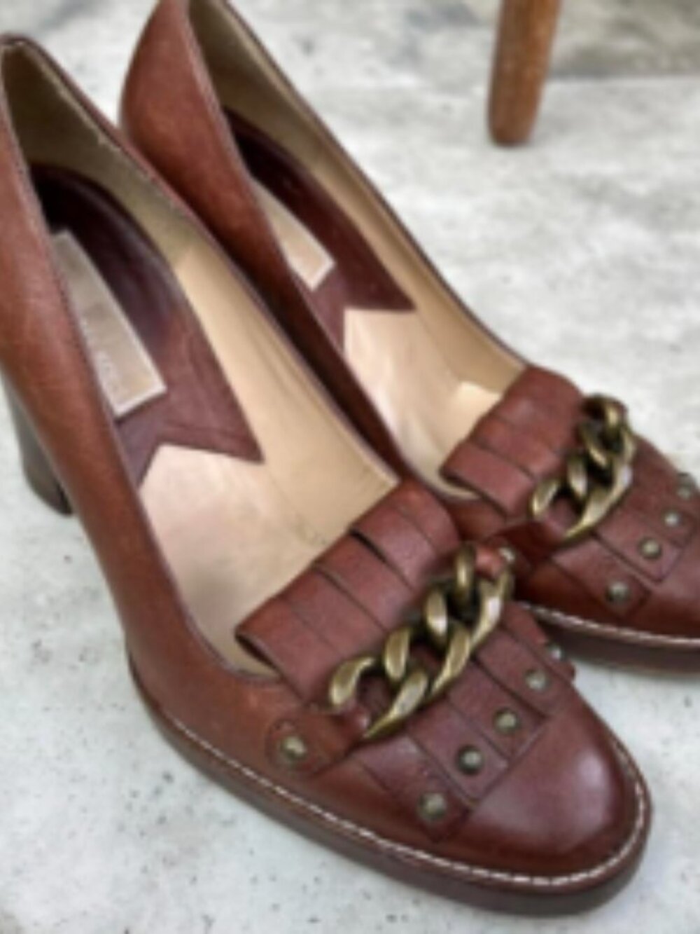 Michael Kors Collection Kiltie Fringe Leather Pumps Size 8M